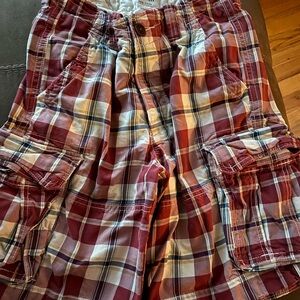 Abercrombie & Fitch Burgundy Plaid Shorts